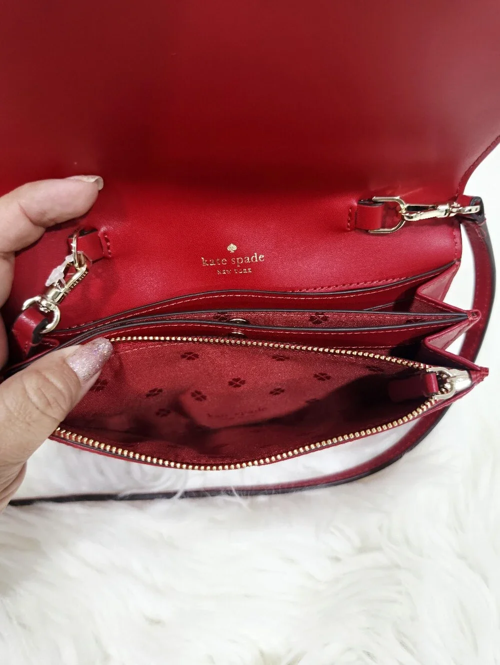 Kate Spade Red Leather Crossbody Wallet Clutch Purse Phone Bag